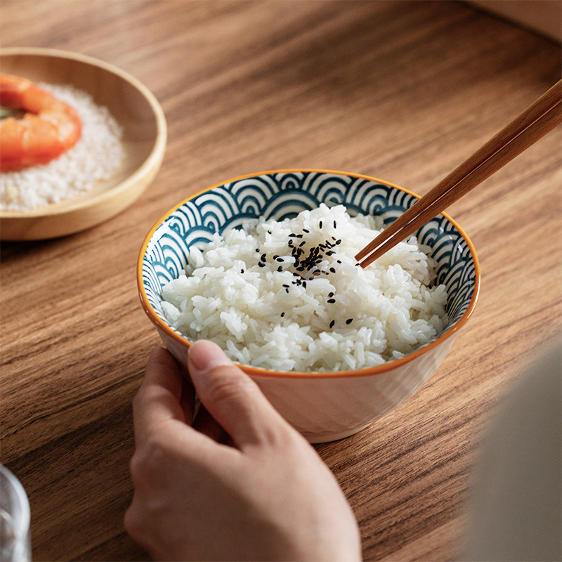 尚恩 日式5英寸吃饭碗手绘釉下彩家用陶瓷米饭碗好看的小碗甜品碗